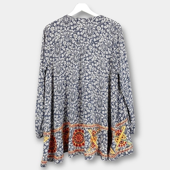 Ivy Jane Embroidered Tunic Blue White Orange Size XS - Picture 2 of 11